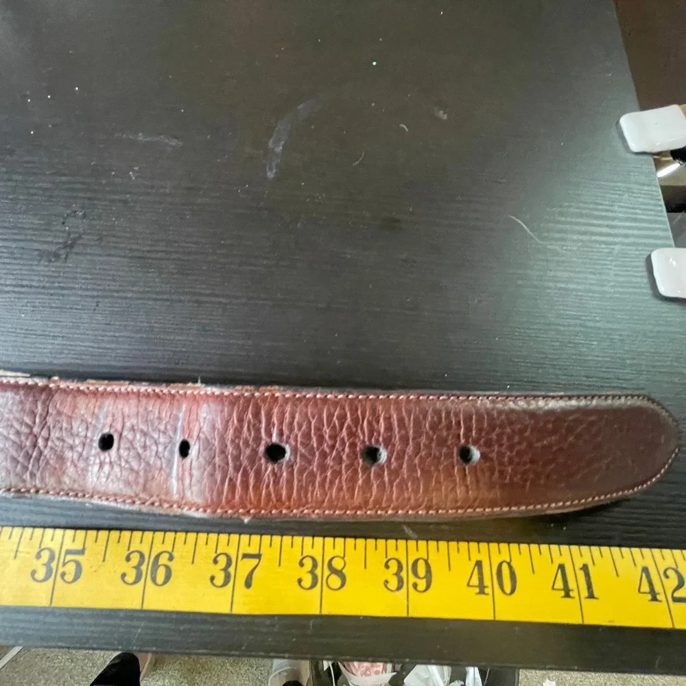 Mens Brown Leather Canvas Rugged Outdoor Casual Webbing Belt Size 36 Columbia‎